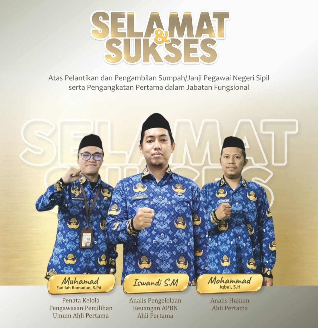 Bawaslu Donggala Ucapkan Selamat atas Pelantikan dan Pengambilan Sumpah PNS