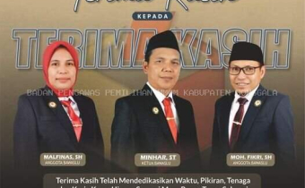 KELUARGA BESAR BAWASLU KABUPATEN DONGGALA MENGUCAPKAN TERIMAKASIH KEPADA PIMPINAN BAWASLU DONGGALA PERIODE 2018-2023