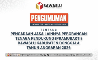 Pengumuman Pengadaan Jasa Lainnya Perorangan Tenaga Pendukung ( Pramubakti) Bawaslu Kabupaten Donggala Tahun 2025